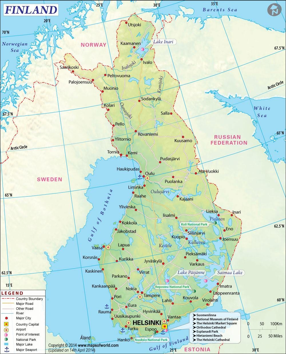 Kaart van Finland geografie