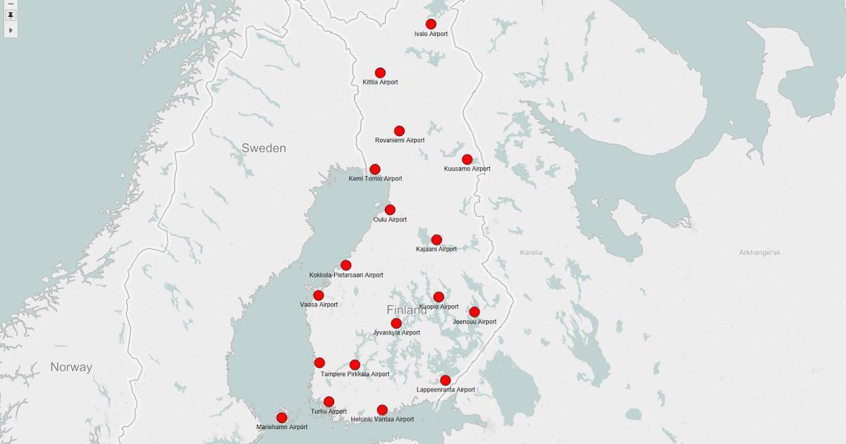 Kaart van Finland lughawens