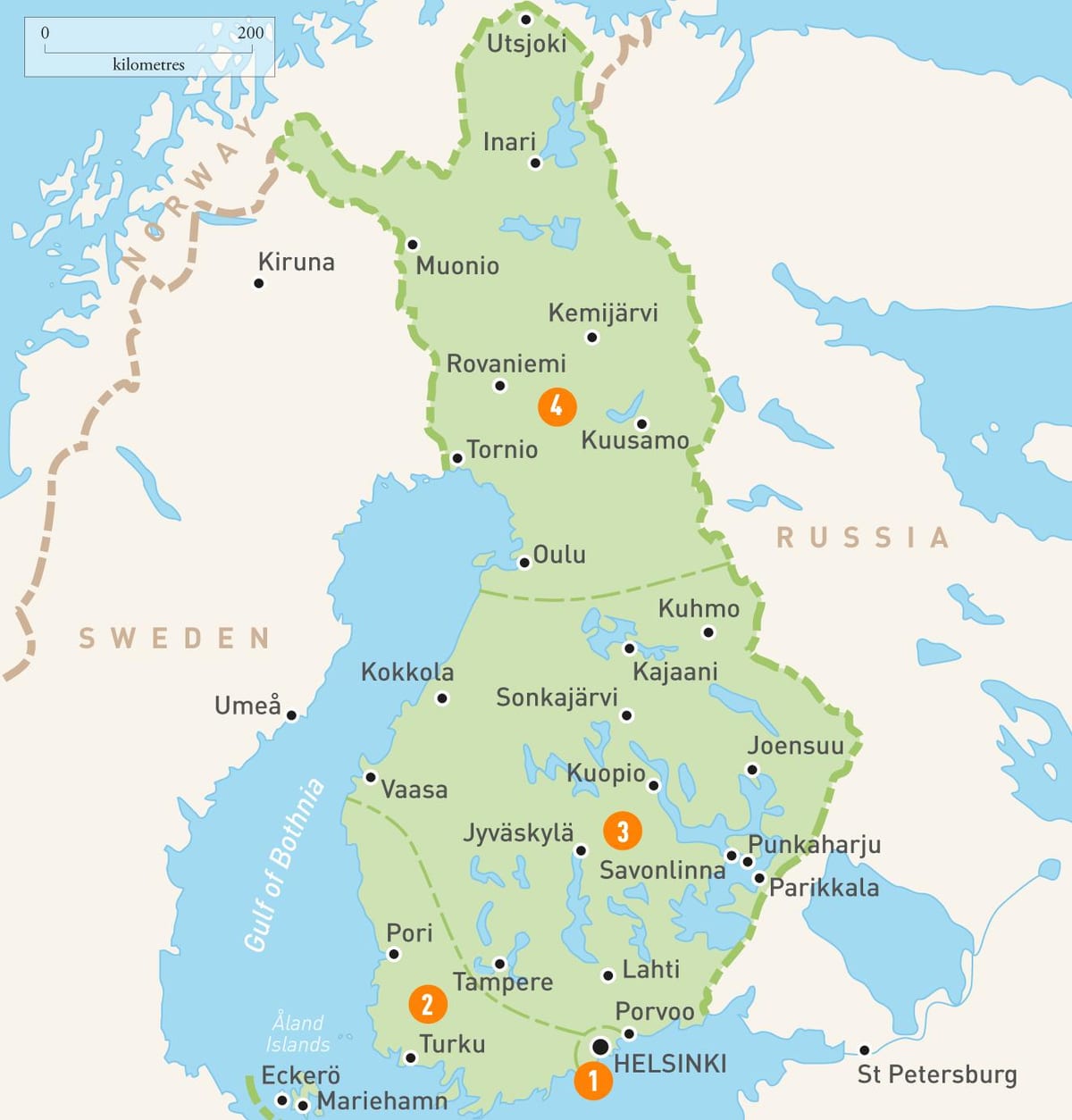 Kaart van Finland mere