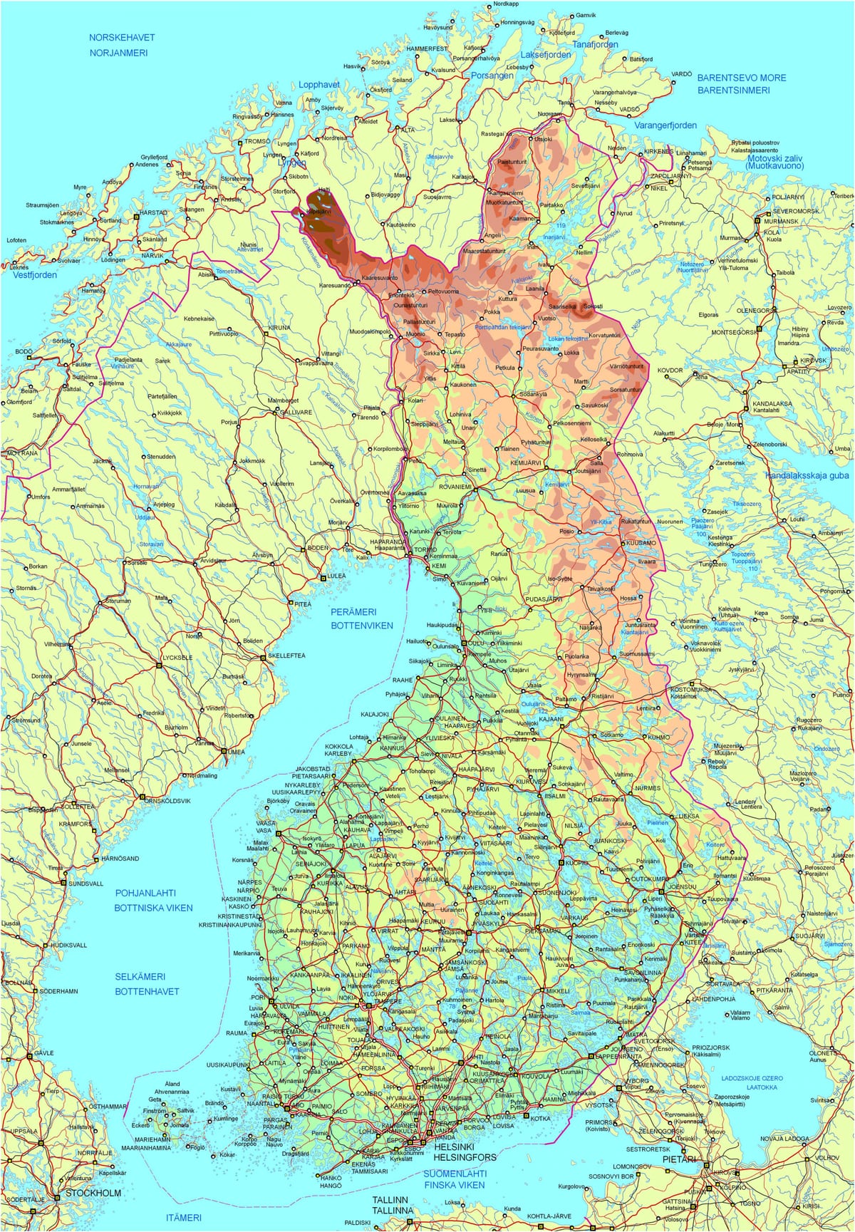 Kaart van Finland pad