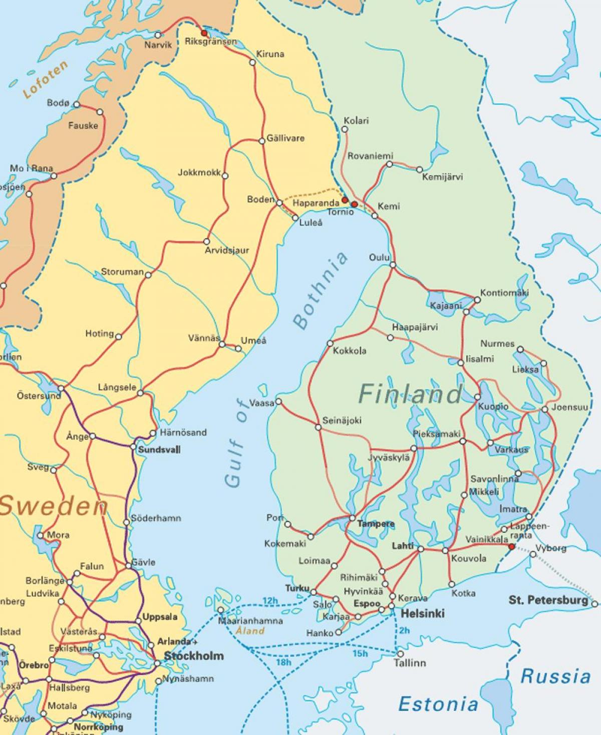 Finland trein kaart