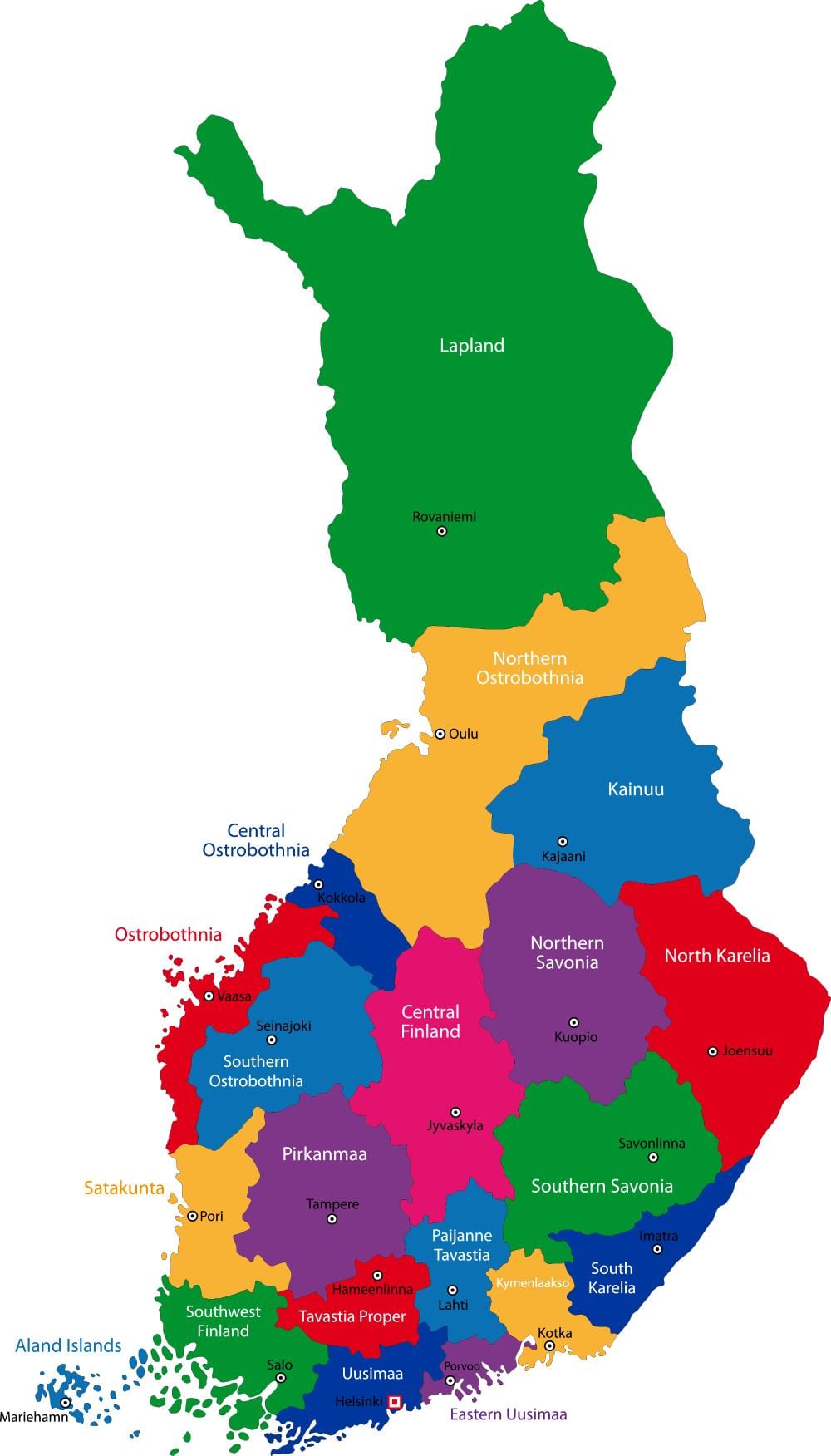 Finland provinsies kaart