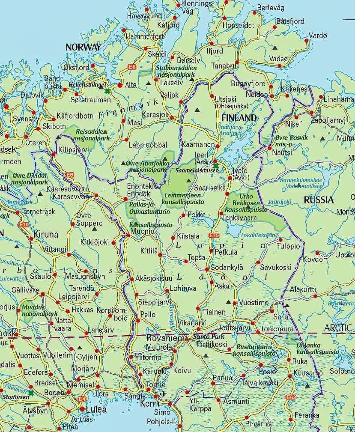 kaart van Finland en lapland