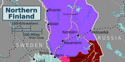 Kaart van die noorde van Finland